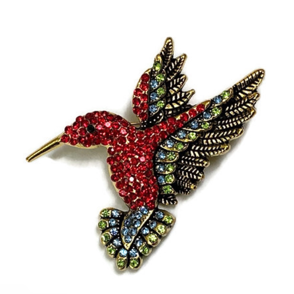 Red Hummingbird Brooch - Picture 2 of 6